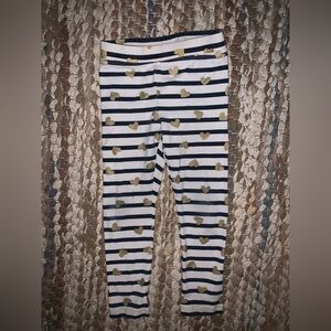 Crewcuts Striped Leggings with Gold Heart Accents